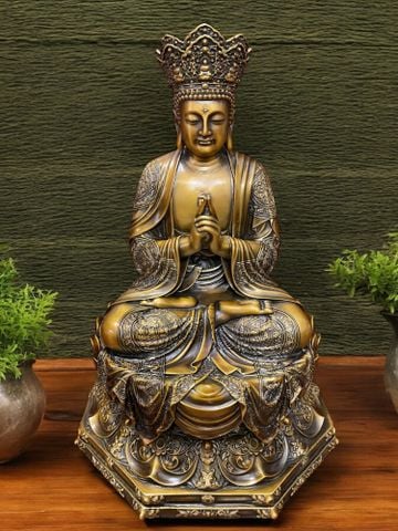 Tượng Đại Nhật Như Lai bằng đồng xi hun cao 40 ngang 26 nặng 12kg