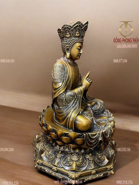 Tượng Đại Nhật Như Lai bằng đồng xi hun cao 40 ngang 26 nặng 12kg