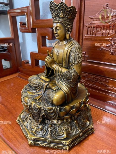 Tượng Đại Nhật Như Lai bằng đồng xi hun cao 40 ngang 26 nặng 12kg