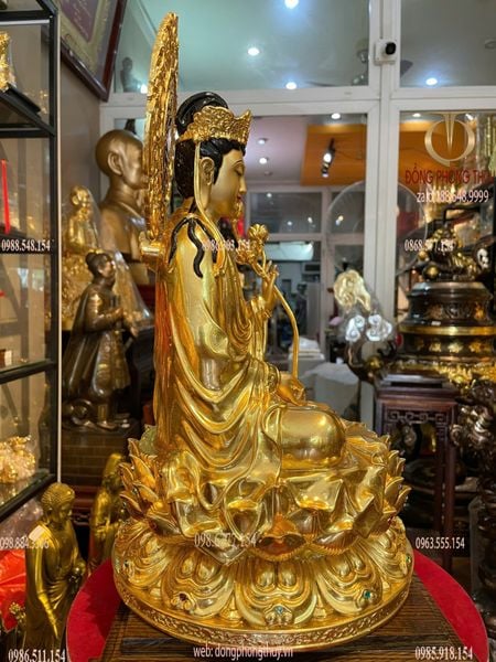 Thế Chí bồ tát bằng đồng dát vàng 24K vẽ diện màu cao cấp