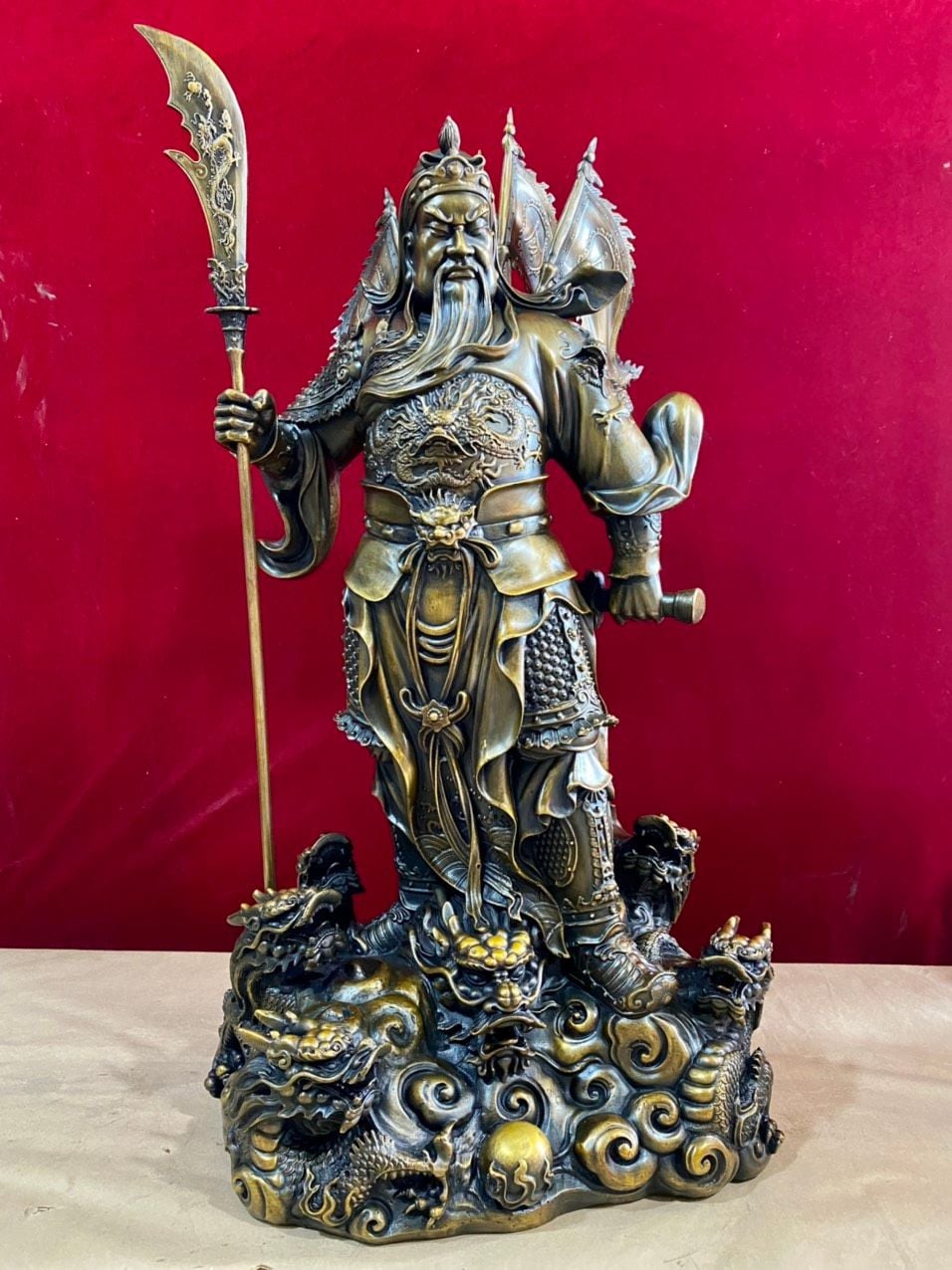 Quan công ngũ kỳ cao đến đầu 68 cm đến đao 76 cm nặng 30 kg