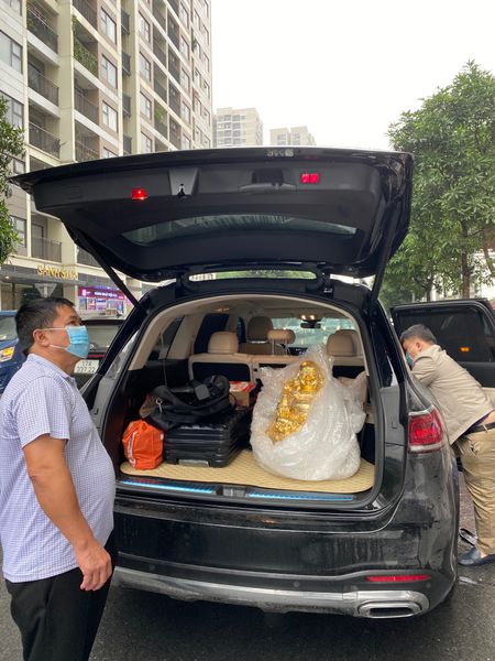 Tượng phật di lặc dát vàng 24k Cao 50 ngang 43 sâu 42 nặng 24,5kg