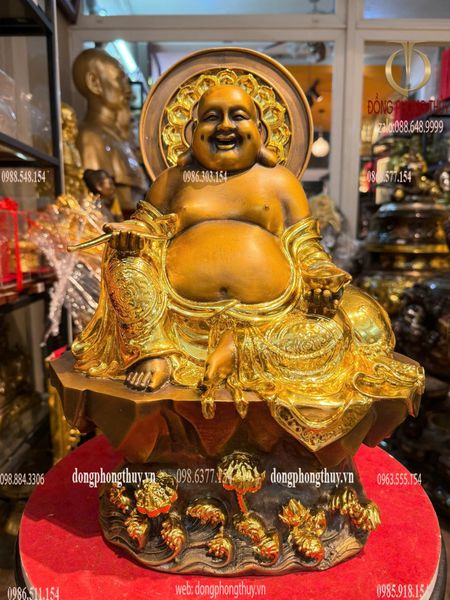Tượng di lặc dát điểm vàng cao 45 ngang 32 sâu 18 nặng 12kg