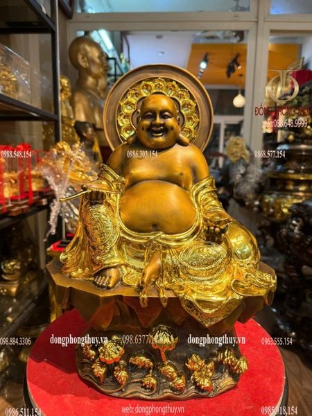 Tượng di lặc dát điểm vàng cao 45 ngang 32 sâu 18 nặng 12kg
