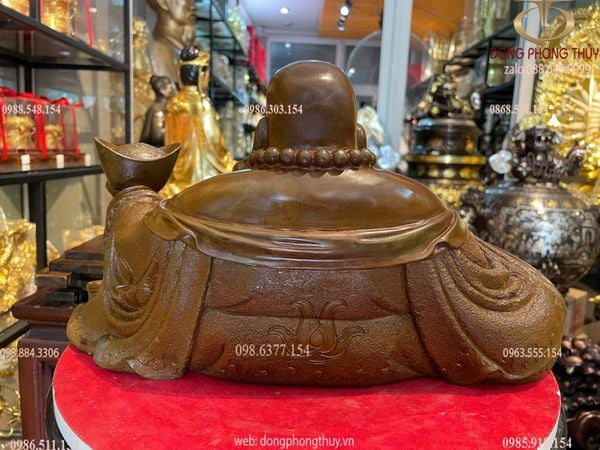 Tượng phật Di Lặc bằng đồng hun nâu Cao 19 ngang 37 sâu 21 nặng 3,7kg