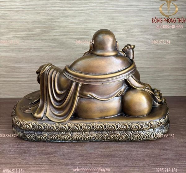 Tượng phật Di Lặc bằng đồng ngang 37 cao 24,5 sâu 18 nặng 9.5 kg