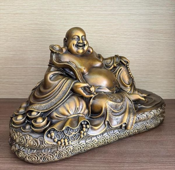 Tượng phật Di Lặc bằng đồng ngang 37 cao 24,5 sâu 18 nặng 9.5 kg