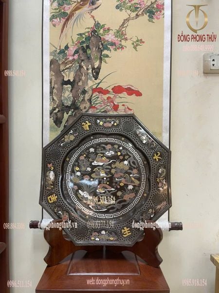 Đĩa đồng khảm ngũ sắc 37cm