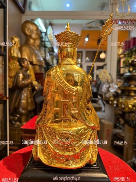 Tượng Địa Tạng Vương bằng đồng dát vàng 24k Cao 27,5 ngang 15 nặng 2,2kg