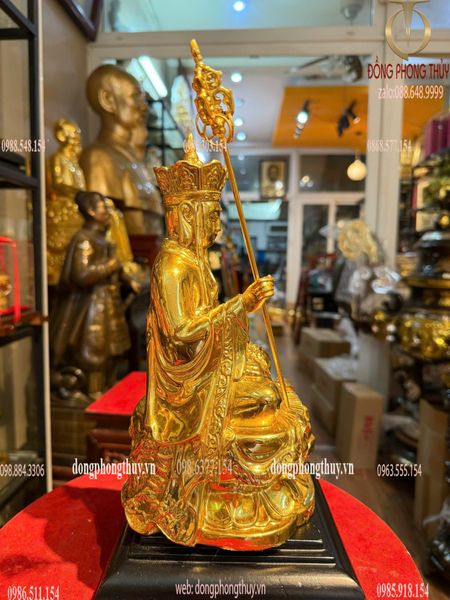 Tượng Địa Tạng Vương bằng đồng dát vàng 24k Cao 27,5 ngang 15 nặng 2,2kg