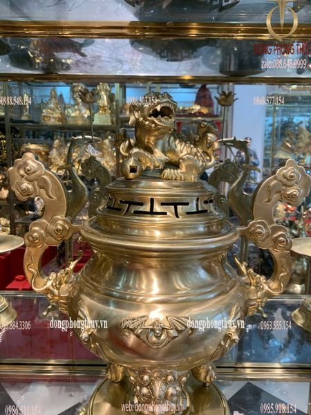 Bộ đỉnh đồng thờ Ngũ sự dơi cao 60cm nặng 33kg cát tút