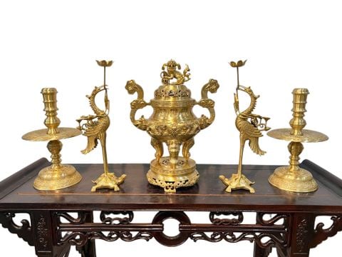 Ngũ sự cát tút song long chầu nguyệt cao 45cm nặng 15,5kg