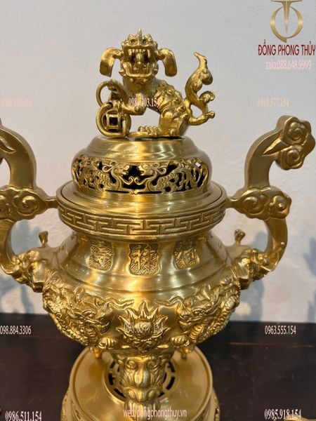 Ngũ sự cát tút song long chầu nguyệt cao 45cm nặng 15,5kg