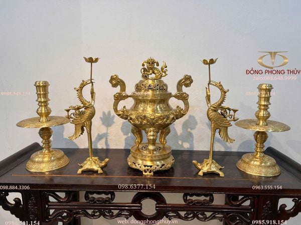 Ngũ sự cát tút song long chầu nguyệt cao 45cm nặng 15,5kg
