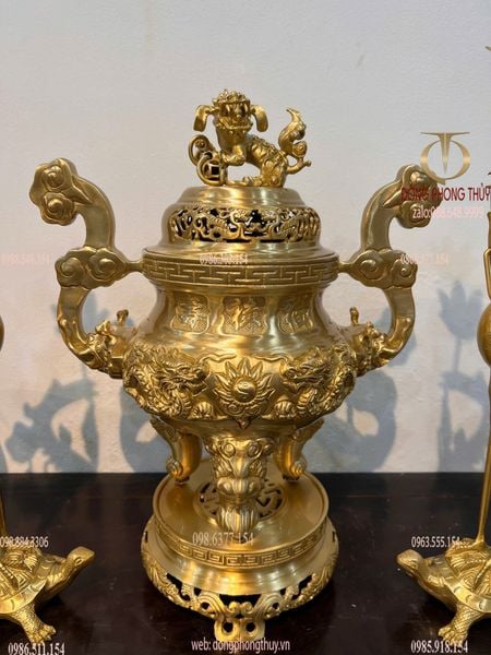 Ngũ sự cát tút song long chầu nguyệt cao 50cm nặng 22,3kg