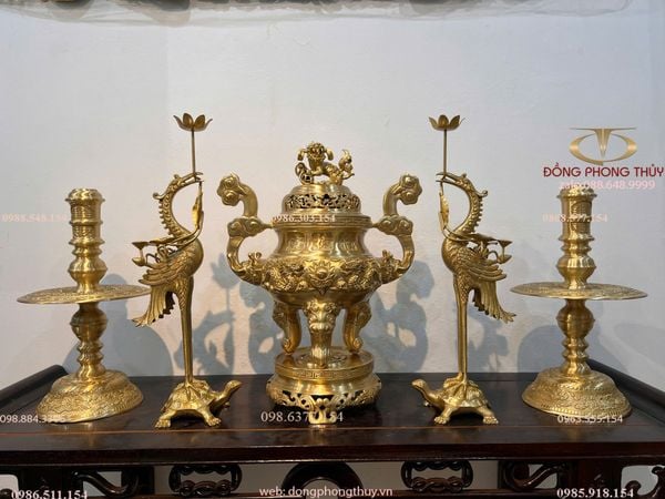 Ngũ sự cát tút song long chầu nguyệt cao 50cm nặng 22,3kg
