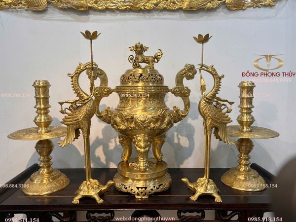 Ngũ sự cát tút song long chầu nguyệt cao 65cm nặng 33,8kg
