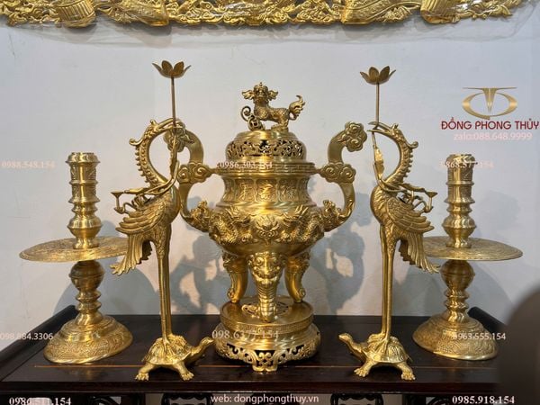 Ngũ sự cát tút song long chầu nguyệt cao 65cm nặng 33,8kg