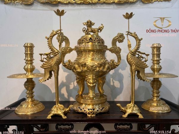 Ngũ sự cát tút song long chầu nguyệt cao 65cm nặng 33,8kg