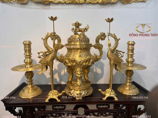 Ngũ sự cát tút song long chầu nguyệt cao 65cm nặng 33,8kg