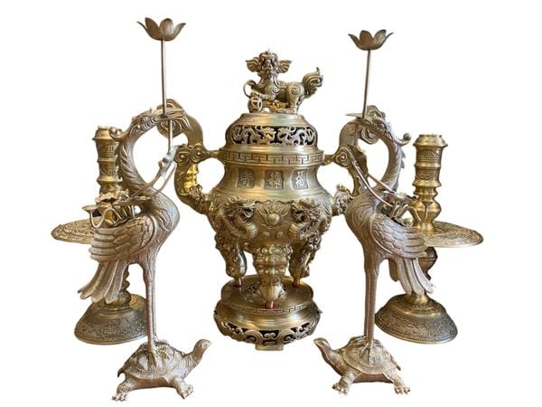 Bộ đỉnh đồng Bộ ngũ sự cát tút cao 65cm nặng 34kg