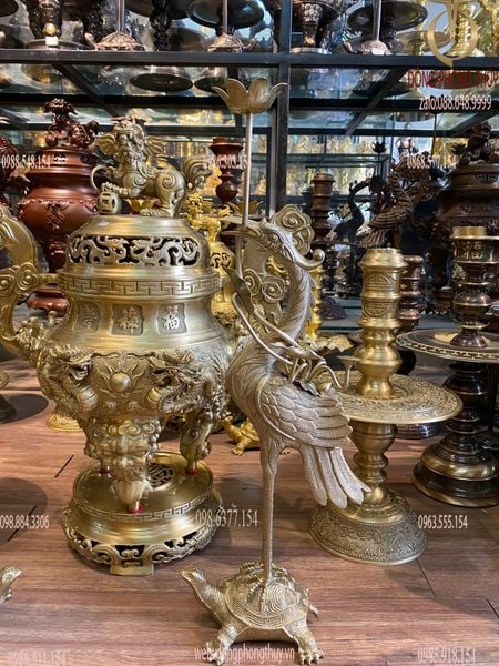 Bộ đỉnh đồng Bộ ngũ sự cát tút cao 65cm nặng 34kg