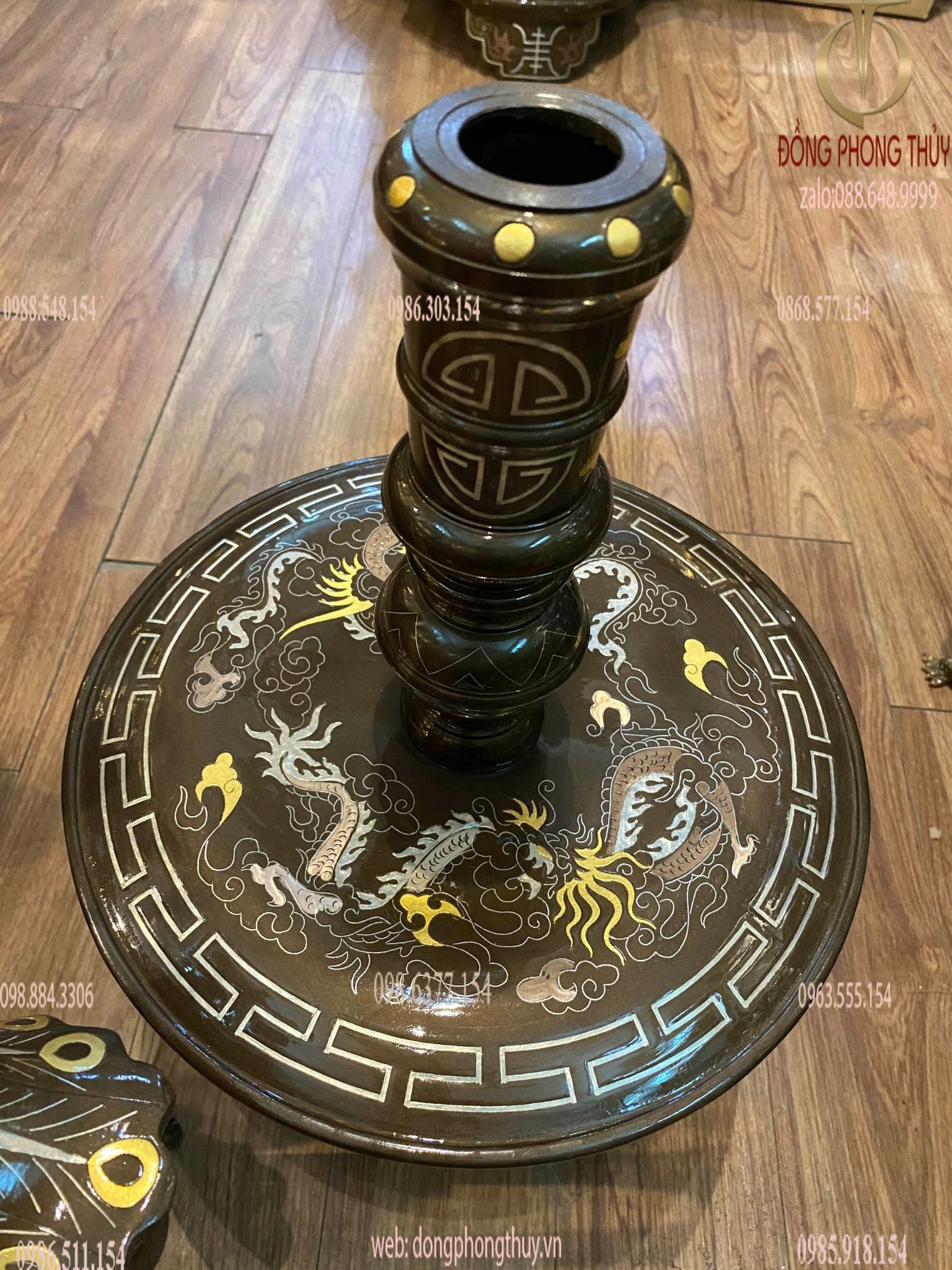 Bộ đỉnh đồng khảm tam khí 60cm 40kg