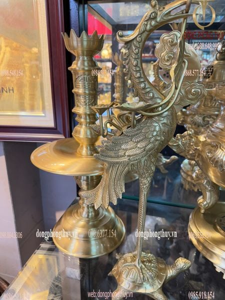 Bộ Ngũ sự đỉnh đồng cát tút hoa sòi cao 60cm