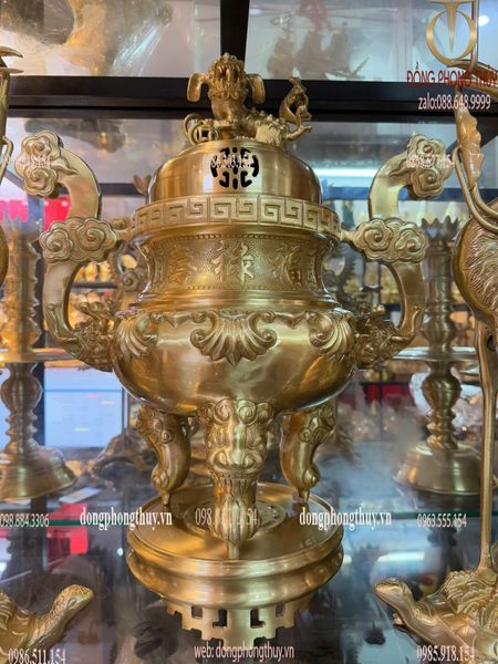Bộ Ngũ sự đỉnh đồng cát tút hoa sòi cao 60cm