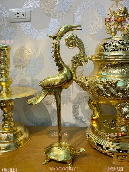 Đỉnh đồng đỏ dát vàng nano cao 60 nặng 38,6kg