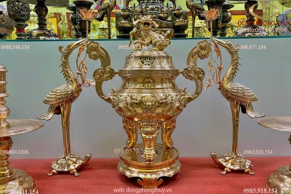 Bộ đỉnh đồng đỏ ngũ sự 65cm nặng 48,5kg