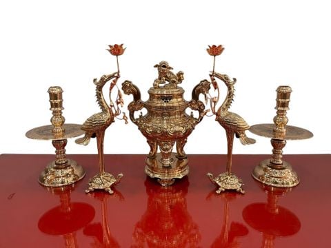 Bộ đỉnh đồng 50cm Sòi đồng đỏ