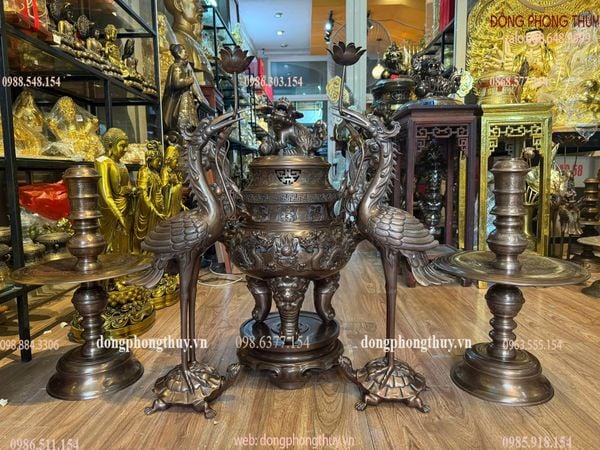 Bộ ngũ sự đồng đỏ làm màu cổ cao 70cm