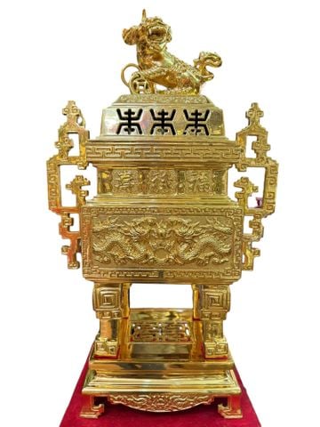 Quả đỉnh vuông cao 63cm dát vàng 24k