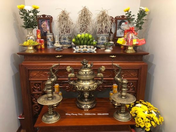 Đỉnh đồng ngũ sự 60cm rồng nổi song long
