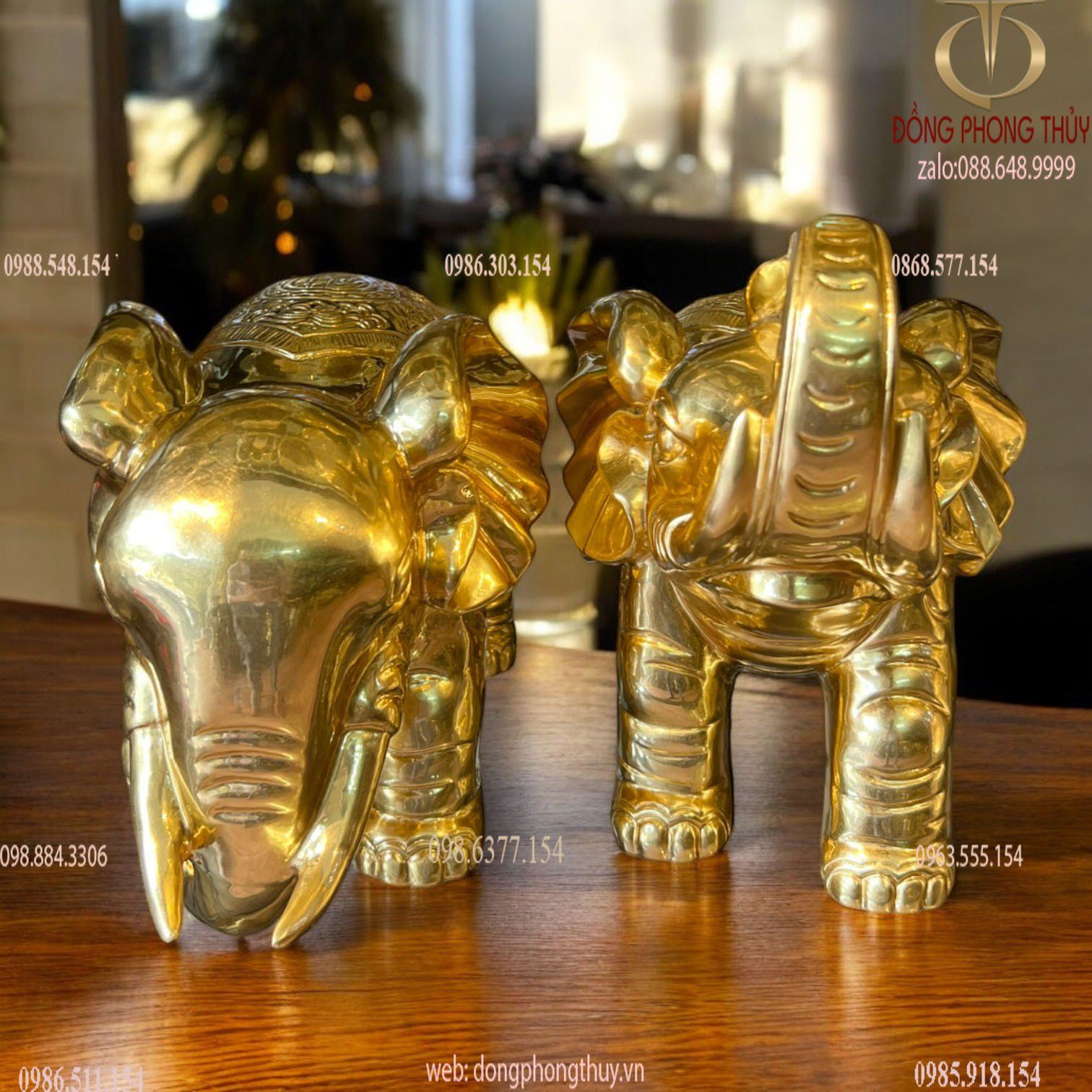 Tượng Voi phong thủy bằng đồng dát vàng 24k