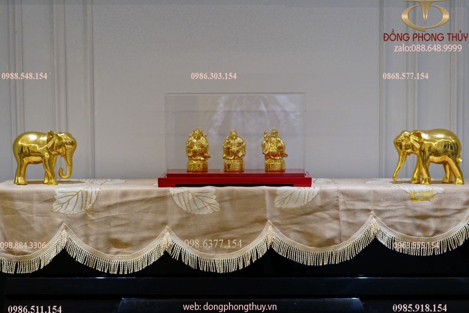 Đôi voi dát vàng 24k bằng đồng