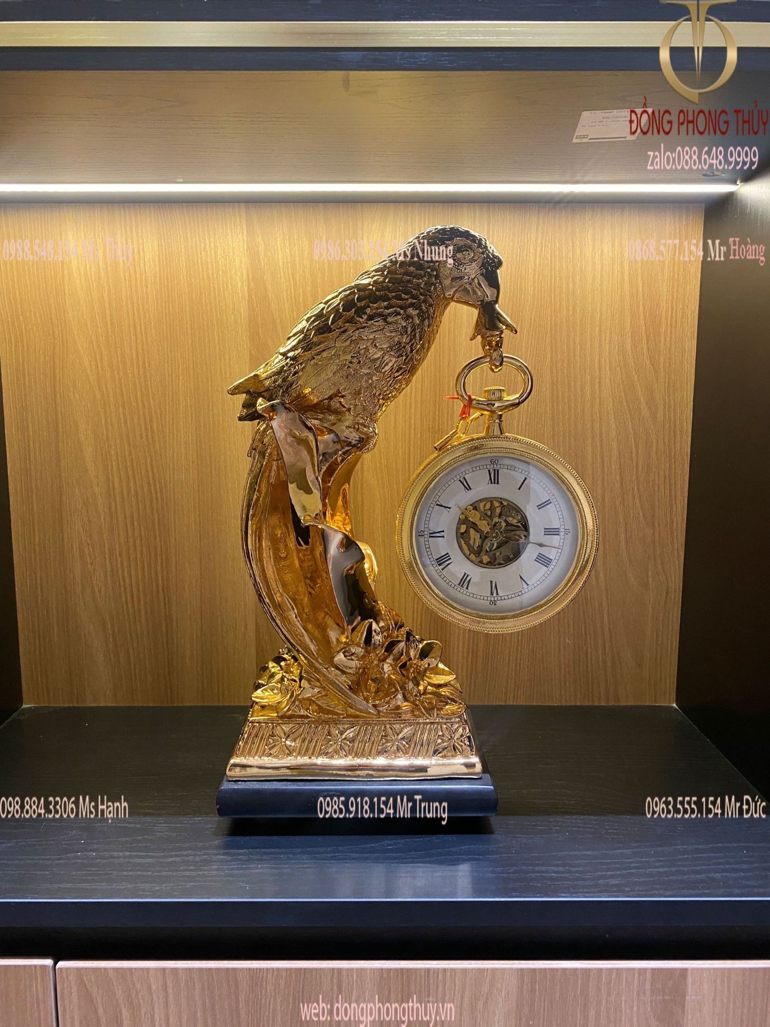 Đồng hồ trang trí mạ vàng 24k bằng đồng