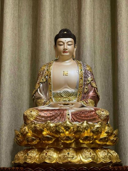 Tượng phật A Di Đà dát vàng 24k phối màu cao cấp cao 40 nặng 11,8kg