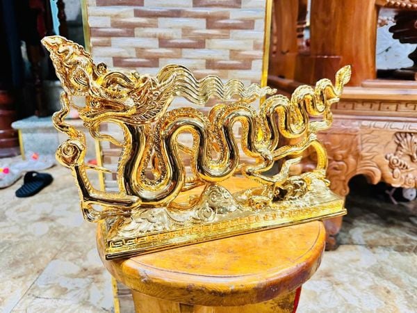 Tượng rồng thời lý bằng đồng mạ vàng 24k