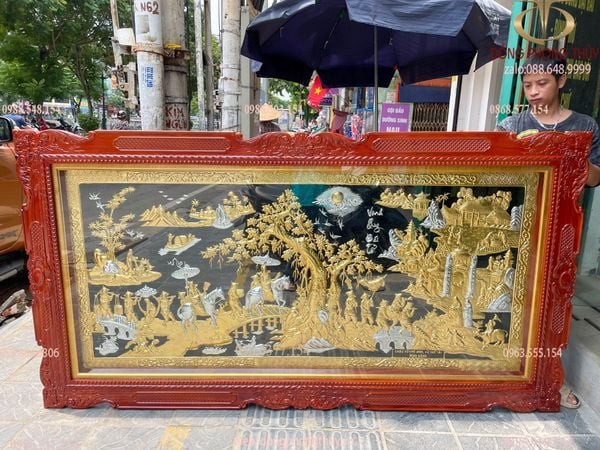 Tranh mạ vàng - Tranh treo phòng khách dát vàng 24k