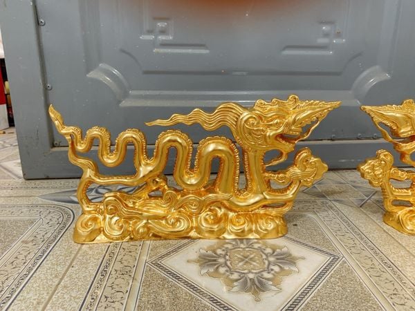Tượng rồng mạ vàng - Tượng rồng thời Lý bằng đồng dát vàng 24k