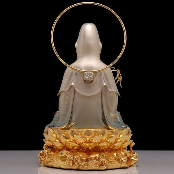 Tượng phật Quan Âm dát vàng 24k màu cao cấp cao 45cm