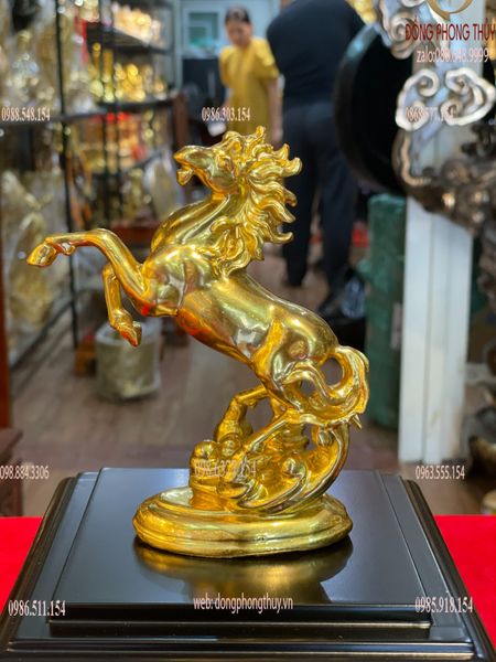 Tượng ngựa mạ vàng dát vàng 24k Cao 14,5 ngang 9 sâu 4