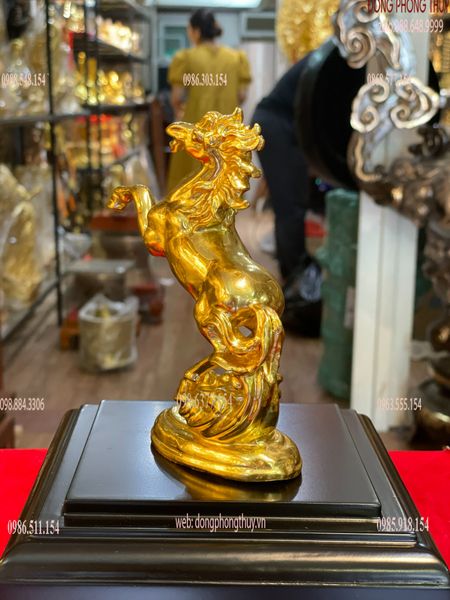 Tượng ngựa mạ vàng dát vàng 24k Cao 14,5 ngang 9 sâu 4