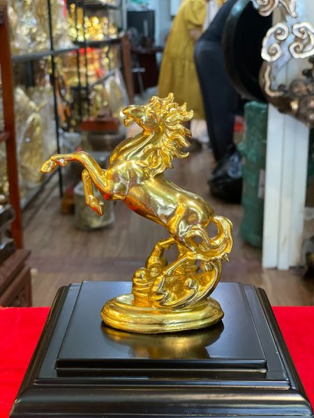 Tượng ngựa mạ vàng dát vàng 24k Cao 14,5 ngang 9 sâu 4