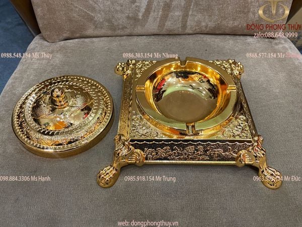 Gạt tàn tân cổ điển bằng đồng mạ vàng 24k