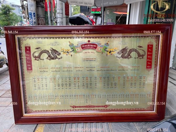 Gia phả bằng đồng theo yêu cầu 1m2*1m9