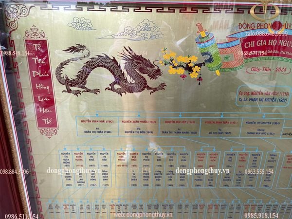 Gia phả bằng đồng theo yêu cầu 1m2*1m9