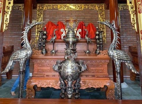 Hạc đồng chầu thờ khảm tam khí kĩ 1m97 nặng 180kg
